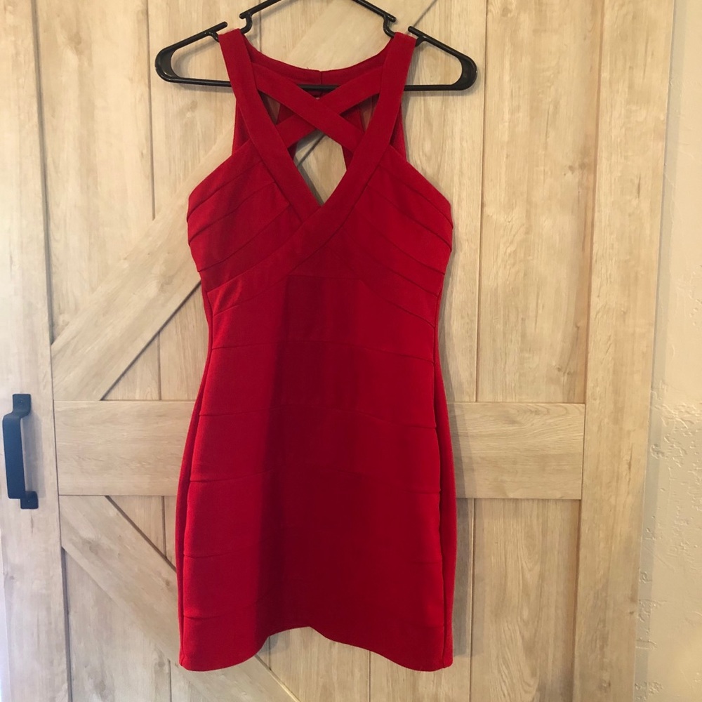 Short, red, cocktail party dress